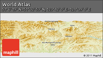 Physical Panoramic Map of the Area around 51° 19' 36" N, 124° 10' 30" E