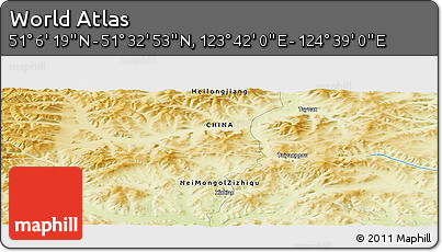 Physical Panoramic Map of the Area around 51° 19' 36" N, 124° 10' 30" E