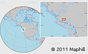 Gray Location Map of the area around 51° 19' 36" N, 125° 43' 29" W