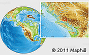 Physical Location Map of the area around 51° 19' 36" N, 125° 43' 29" W
