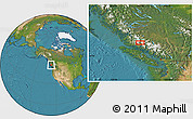 Satellite Location Map of the area around 51° 19' 36" N, 125° 43' 29" W