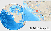 Shaded Relief Location Map of the area around 51° 19' 36" N, 125° 43' 29" W