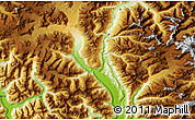 Physical Map of the area around 51° 19' 36" N, 125° 43' 29" W
