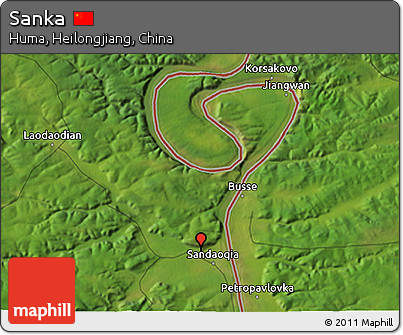 Satellite 3D Map of Sanka