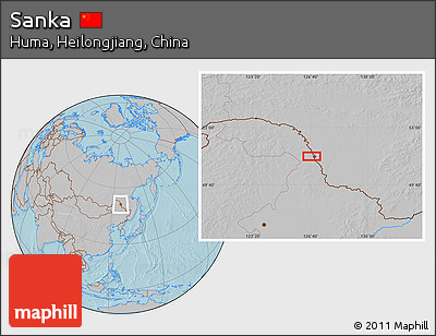 Gray Location Map of Sanka, hill shading