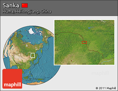 Satellite Location Map of Sanka