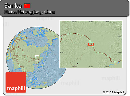Savanna Style Location Map of Sanka, hill shading