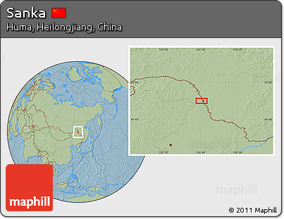 Savanna Style Location Map of Sanka, hill shading