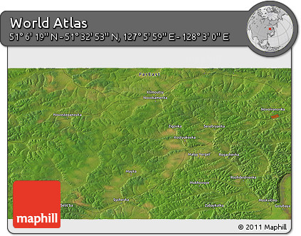 Satellite 3D Map of the Area around 51° 19' 36" N, 127° 34' 30" E