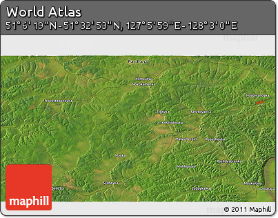 Satellite 3D Map of the Area around 51° 19' 36" N, 127° 34' 30" E