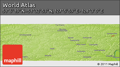 Physical Panoramic Map of the Area around 51° 19' 36" N, 127° 34' 30" E