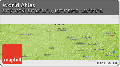 Physical Panoramic Map of the Area around 51° 19' 36" N, 127° 34' 30" E