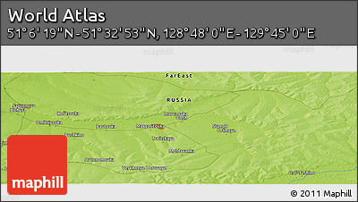 Physical Panoramic Map of the Area around 51° 19' 36" N, 129° 16' 30" E