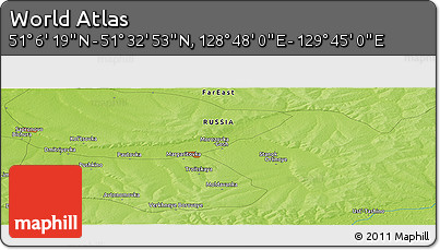 Physical Panoramic Map of the Area around 51° 19' 36" N, 129° 16' 30" E
