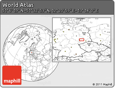 Blank Location Map of the Area around 51° 19' 36" N, 12° 49' 29" E