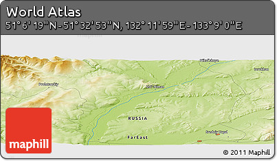 Physical Panoramic Map of the Area around 51° 19' 36" N, 132° 40' 30" E