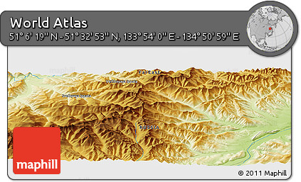 Physical Panoramic Map of the Area around 51° 19' 36" N, 134° 22' 30" E