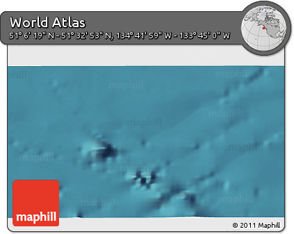 Satellite 3D Map of the Area around 51° 19' 36" N, 134° 13' 29" W