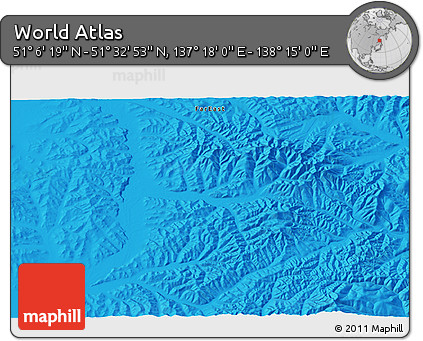 Political 3D Map of the Area around 51° 19' 36" N, 137° 46' 30" E