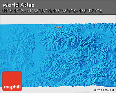 Political 3D Map of the Area around 51° 19' 36" N, 137° 46' 30" E