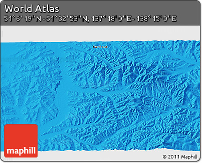 Political 3D Map of the Area around 51° 19' 36" N, 137° 46' 30" E