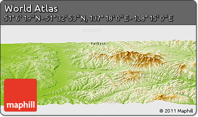 Physical Panoramic Map of the Area around 51° 19' 36" N, 137° 46' 30" E