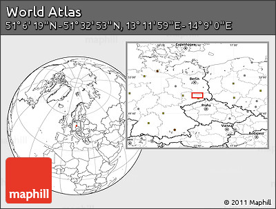 Blank Location Map of the Area around 51° 19' 36" N, 13° 40' 30" E