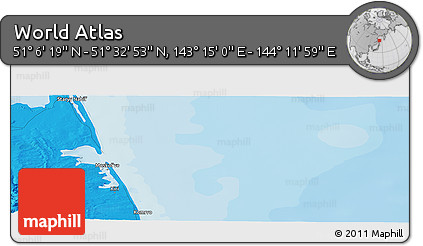 Political Panoramic Map of the Area around 51° 19' 36" N, 143° 43' 29" E