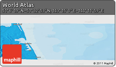 Political Panoramic Map of the Area around 51° 19' 36" N, 143° 43' 29" E