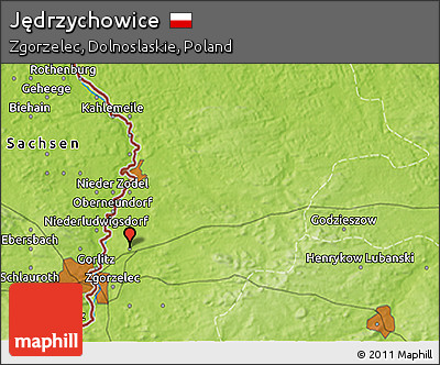 Physical 3D Map of Jędrzychowice