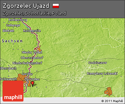 Physical 3D Map of Zgorzelec Ujazd