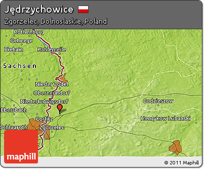 Physical 3D Map of Jędrzychowice