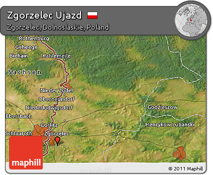 Satellite 3D Map of Zgorzelec Ujazd