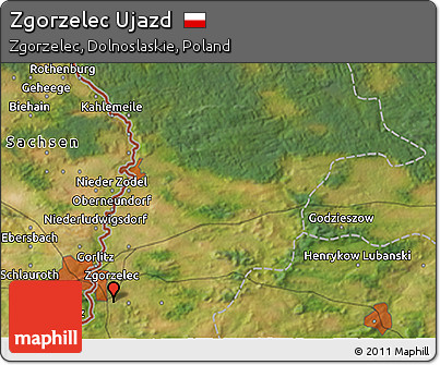 Satellite 3D Map of Zgorzelec Ujazd