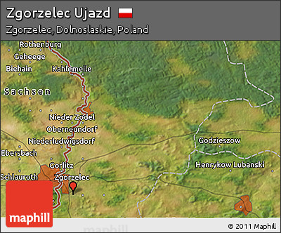 Satellite 3D Map of Zgorzelec Ujazd