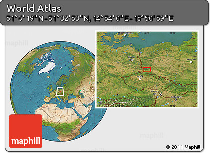 Satellite Location Map of the Area around 51° 19' 36" N, 15° 22' 30" E