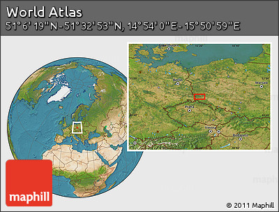 Satellite Location Map of the Area around 51° 19' 36" N, 15° 22' 30" E