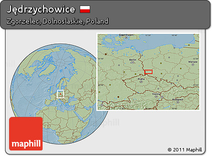 Savanna Style Location Map of Jędrzychowice, hill shading
