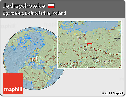 Savanna Style Location Map of Jędrzychowice, hill shading