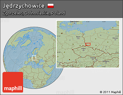 Savanna Style Location Map of Jędrzychowice, hill shading