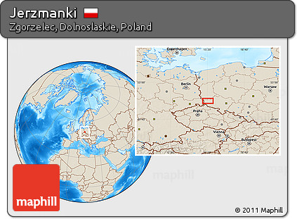 Shaded Relief Location Map of Jerzmanki