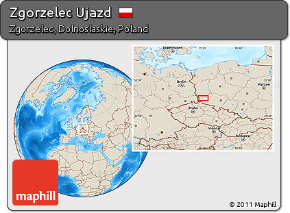 Shaded Relief Location Map of Zgorzelec Ujazd