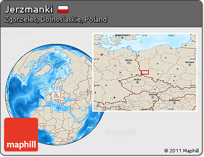 Shaded Relief Location Map of Jerzmanki