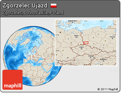 Shaded Relief Location Map of Zgorzelec Ujazd