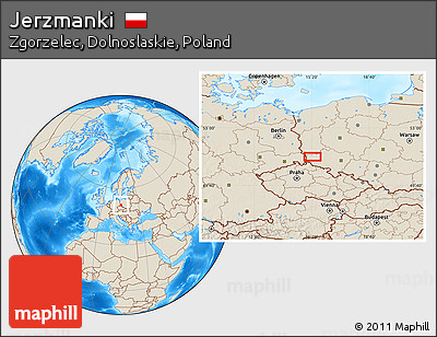 Shaded Relief Location Map of Jerzmanki