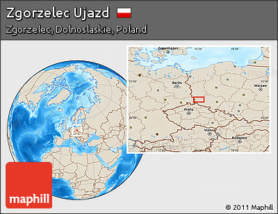 Shaded Relief Location Map of Zgorzelec Ujazd