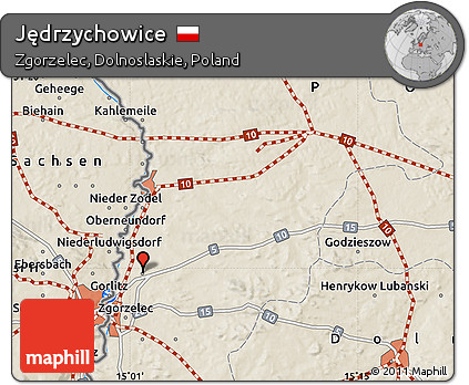 Shaded Relief Map of Jędrzychowice