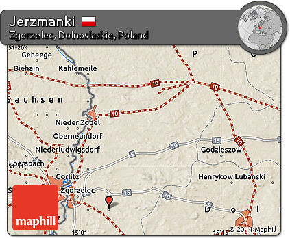 Shaded Relief Map of Jerzmanki