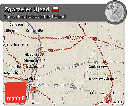 Shaded Relief Map of Zgorzelec Ujazd