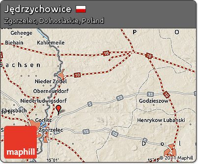 Shaded Relief Map of Jędrzychowice